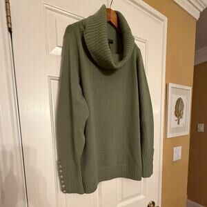Marina Luna Woman 100% Merino Wool Green Cowl Neck Sweater 3X